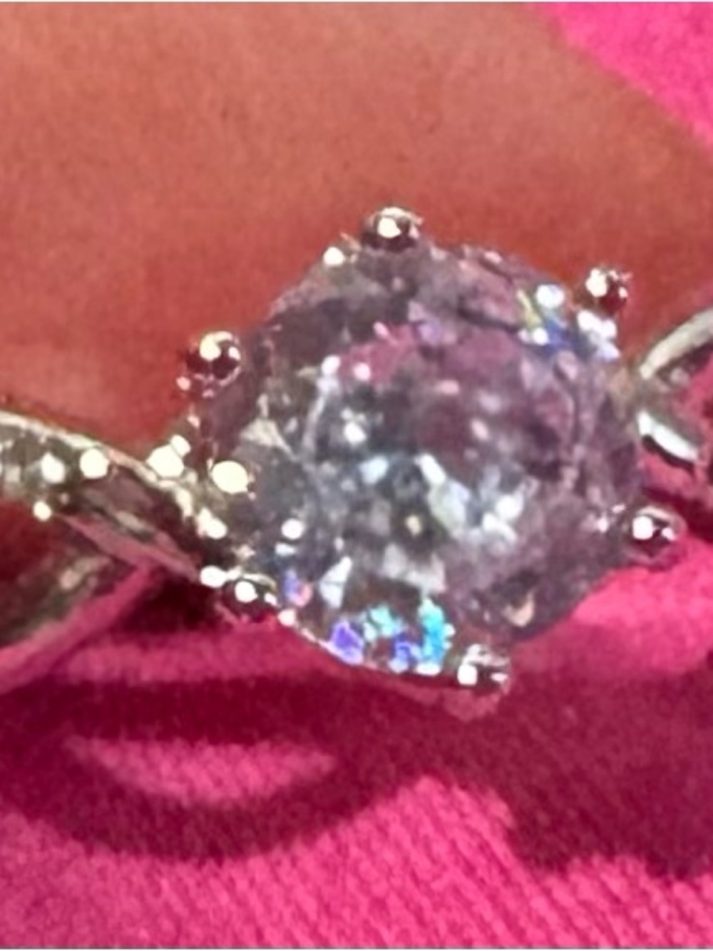 Size 8 Sparkling Silver-Tone Clear Crystal Solitaire Ring